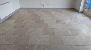 Cropped AFTER Travertine Kitchen Floor Battram, Ibstock